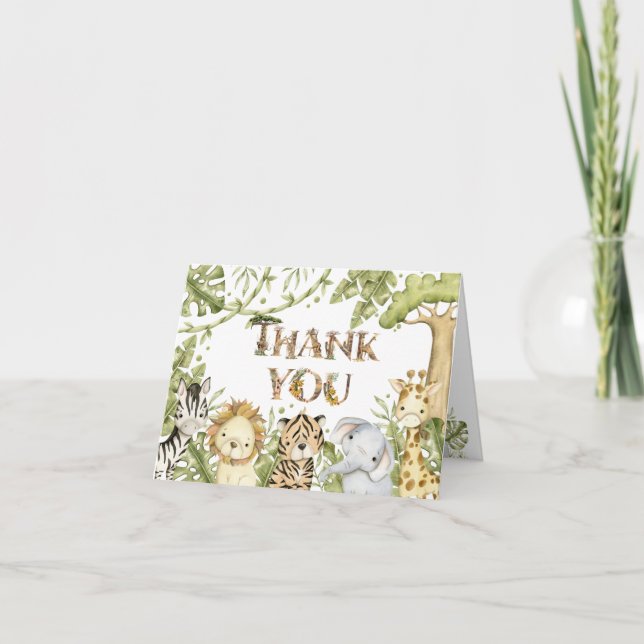 Tarjeta De Agradecimiento Safari Wild One Watercolor Cumpleaños (Anverso)