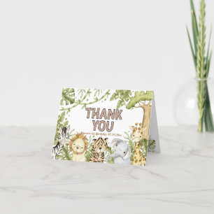 Tarjeta De Agradecimiento Safari Wild One Watercolor Cumpleaños