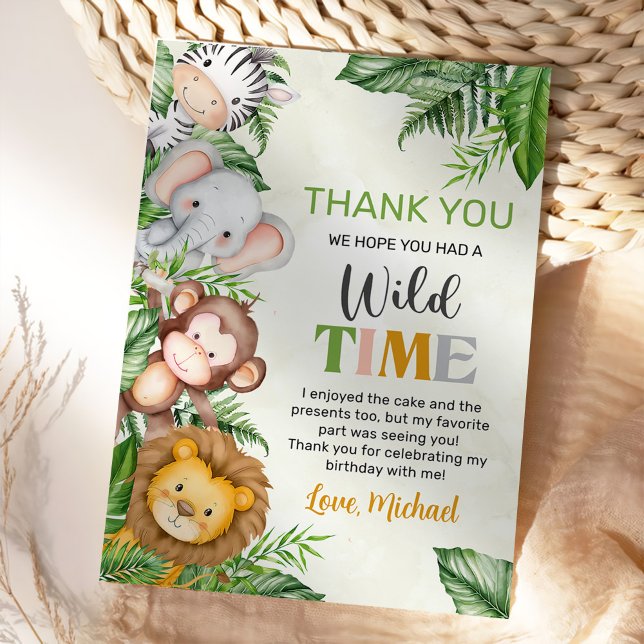 Tarjeta De Agradecimiento Safari Wild Un Cumpleaños (Subido por el creador)
