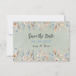 Tarjeta De Agradecimiento Sage Blue Wildflowers Wedding Save The Date Card