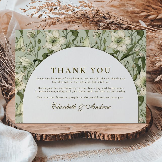 Tarjeta De Agradecimiento Sage Botanical Arch Elegant Wedding (Subido por el creador)