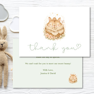 Tarjeta De Agradecimiento Sage Dos Pequeños Conejitos Cumpleaños Gemelos Gra