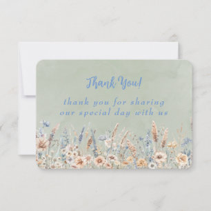 Tarjeta De Agradecimiento Sage Dusty Blue Peony Watercolor Boda Gracias