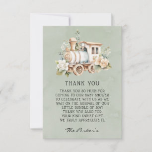 Tarjeta De Agradecimiento Sage Dusty Blue Train Baby Shower Gracias Cartas