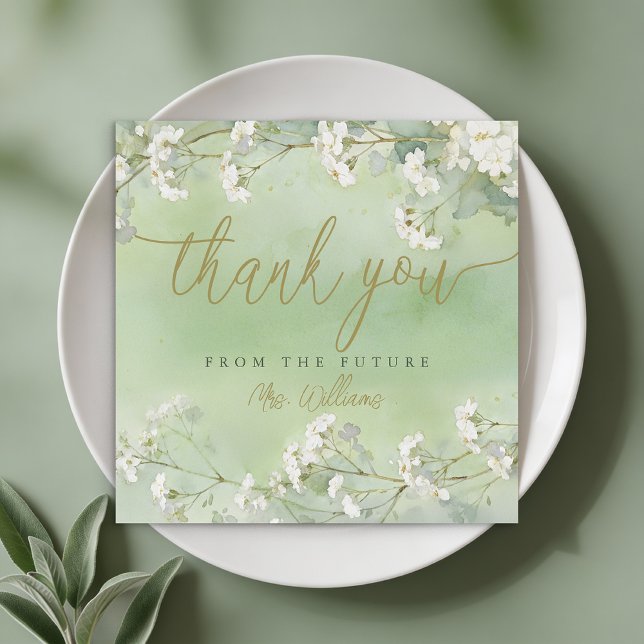 Tarjeta De Agradecimiento Sage Floral Bridal Shower Thank You Card (Bridal Shower Thank You Card)