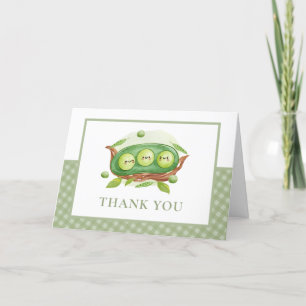 Tarjeta De Agradecimiento Sage Gingham Greenery Sweet Pea En Pod Baby Shower