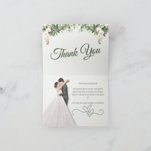 Tarjeta De Agradecimiento Sage Green & Beige Botanical Floral Wedding Thank