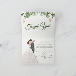 Tarjeta De Agradecimiento Sage Green & Beige Botanical Floral Wedding Thank 