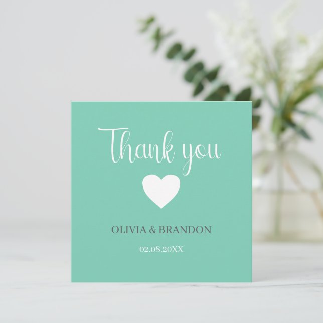 Tarjeta De Agradecimiento Sage Green Blue Wedding Thank You Note Card (Anverso de pie)