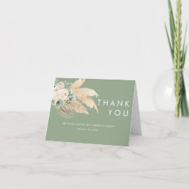 Tarjeta De Agradecimiento Sage Green Boho Pampas Grass