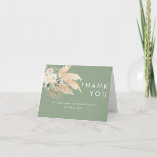 Tarjeta De Agradecimiento Sage Green Boho Pampas Grass