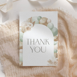 Tarjeta De Agradecimiento Sage Green Boho Pampas Grass Baby Shower