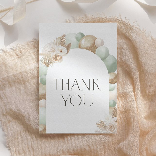 Tarjeta De Agradecimiento Sage Green Boho Pampas Grass Baby Shower (Subido por el creador)