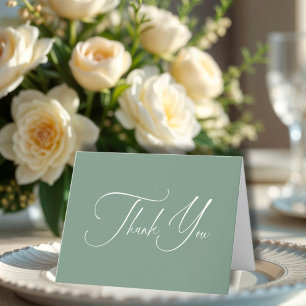 Tarjeta De Agradecimiento Sage Green caligrafía Minimalista ducha de novia