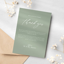 Tarjeta De Agradecimiento Sage Green Calligraphy Classic Elegant Wedding