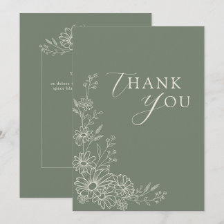 Tarjeta De Agradecimiento Sage Green Chic Botanical Daisy Garden Wedding