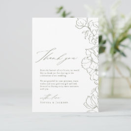 Tarjeta De Agradecimiento Sage Green Elegant boda floral de mano
