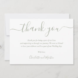Tarjeta De Agradecimiento Sage Green Elegant Moderno Script