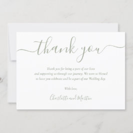 Tarjeta De Agradecimiento Sage Green Elegant Moderno Script