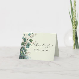 Tarjeta De Agradecimiento Sage Green Eucalyptus Elegant Foliage