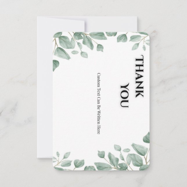 Tarjeta De Agradecimiento Sage Green Eucalyptus Wedding Thank You Card (Anverso)