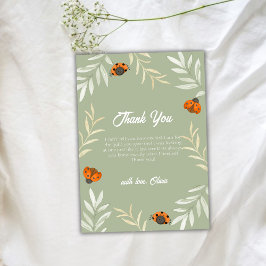 Tarjeta De Agradecimiento Sage Green Fall Ladybug GreenerenerenBaby Shower