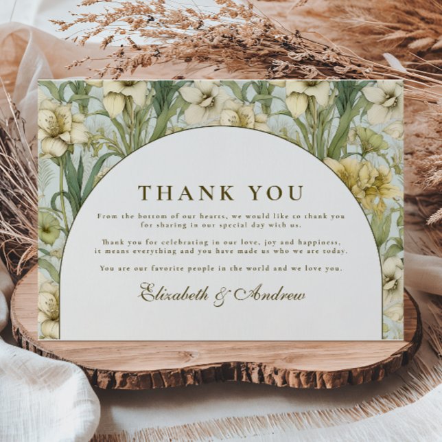 Tarjeta De Agradecimiento Sage Green Floral Arch Wedding (Subido por el creador)