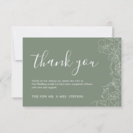 Tarjeta De Agradecimiento Sage Green Floral Boda