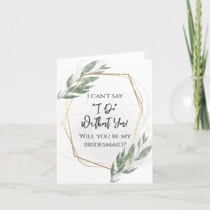 Tarjeta De Agradecimiento Sage Green Gold Floral ¿Serás mi dama de honor?