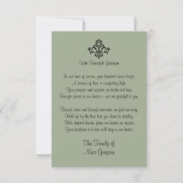 Tarjeta De Agradecimiento Sage Green Hearst Gratitude Family Gracias