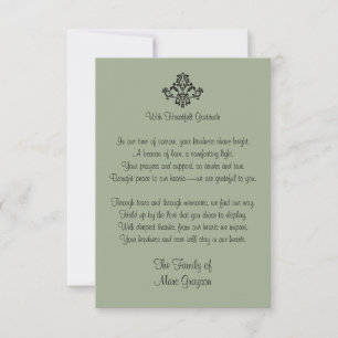 Tarjeta De Agradecimiento Sage Green Hearst Gratitude Family Gracias