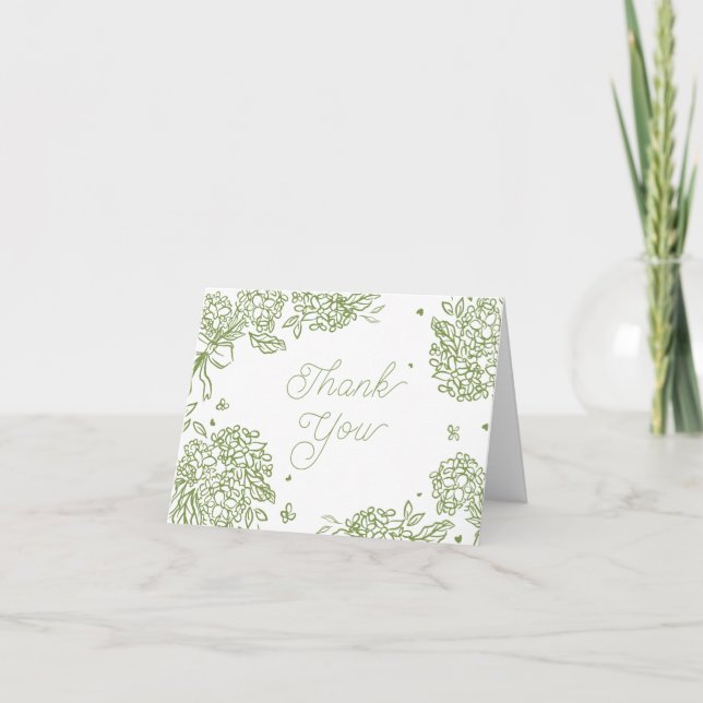 Tarjeta De Agradecimiento Sage Green Hydrangea Thank You Card (Anverso)