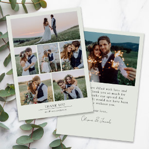 Tarjeta De Agradecimiento Sage Green Minimalista 7 Photo Boda