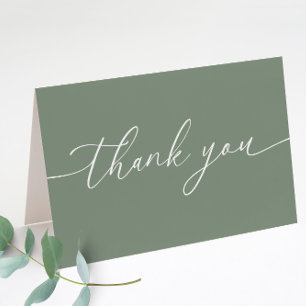 Tarjeta De Agradecimiento Sage Green Modern Elegant Wedding plegado
