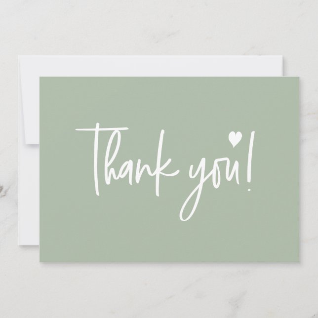 Tarjeta De Agradecimiento Sage Green Modern script Baby Shower (Anverso)