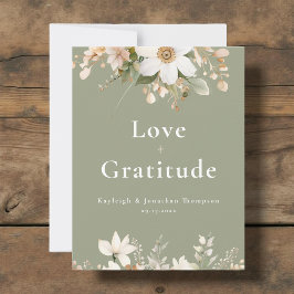 Tarjeta De Agradecimiento Sage Green Modern Watercolor Floral Boda