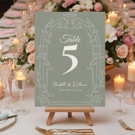 Tarjeta De Agradecimiento Sage Green Ornate Arch Wedding Table Number