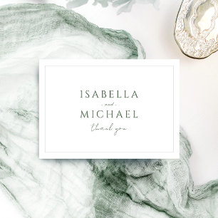 Tarjeta De Agradecimiento Sage Green Simple Moderno Boda de clase alta Graci