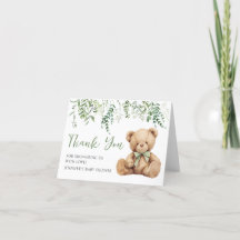 Sage Green Teddy Bear Baby Shower Gracias Cartas