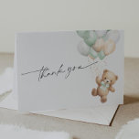 Tarjeta De Agradecimiento Sage Green Teddy Bear Podemos esperar temática<br><div class="desc">Infórmese a sus huéspedes de su gratitud con la tarjeta de agradecimiento de PixeliaDiseños adorables Cute Teddy Bear Gender Neutral Baby Shower. Diseñado con una encantadora acuarela Teddy Bear adornada con una cinta verde salada dulce, captura perfectamente la alegría de tu ducha de bebé. Cada tarjeta mide 5, 6 x...</div>