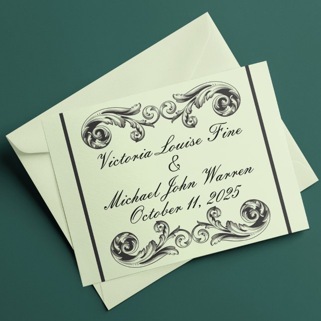 Tarjeta De Agradecimiento Sage Green Victorian Boda (Subido por el creador)