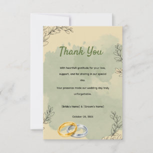 Tarjeta De Agradecimiento Sage Green Watercolor Botanical Wedding Thank You