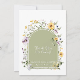 Tarjeta De Agradecimiento Sage Green Wildflower Baby In Bloom Baby Shower