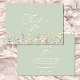 Tarjeta De Agradecimiento Sage Green Wildflower Baby Shower