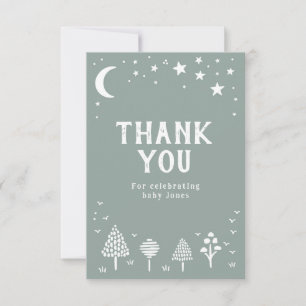 Tarjeta De Agradecimiento Sage Green Woodland Stars Baby Shower