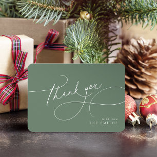 Tarjeta De Agradecimiento Sage Minimal Elegante Escritura Navidad Gracias 