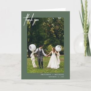 Tarjeta De Agradecimiento Sage moderno con letras de mano