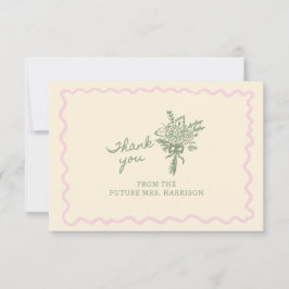 Tarjeta De Agradecimiento Sage Pink Whimsical Handwritten