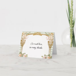 Tarjeta De Agradecimiento Sage Stripe Cherub y Blush Floral