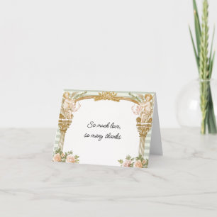 Tarjeta De Agradecimiento Sage Stripe Cherub y Blush Floral